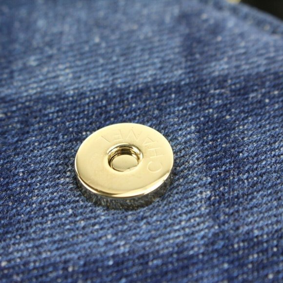 Chanel Shadow Quilted Denim Wallet on Chain WOC Gold HW 2CJ1110 - Picture 6 of 12